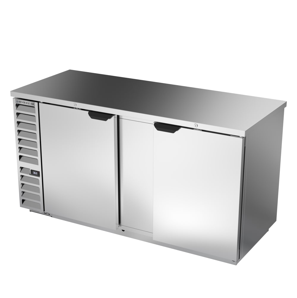 118-BB68HC1S 69" Bar Refrigerator - 2 Swinging Solid Doors, Stainless, 115v