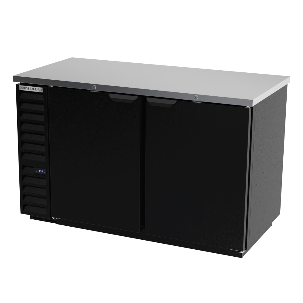 118-BB58HC1B 59" Bar Refrigerator - 2 Swinging Solid Doors, Black, 115v