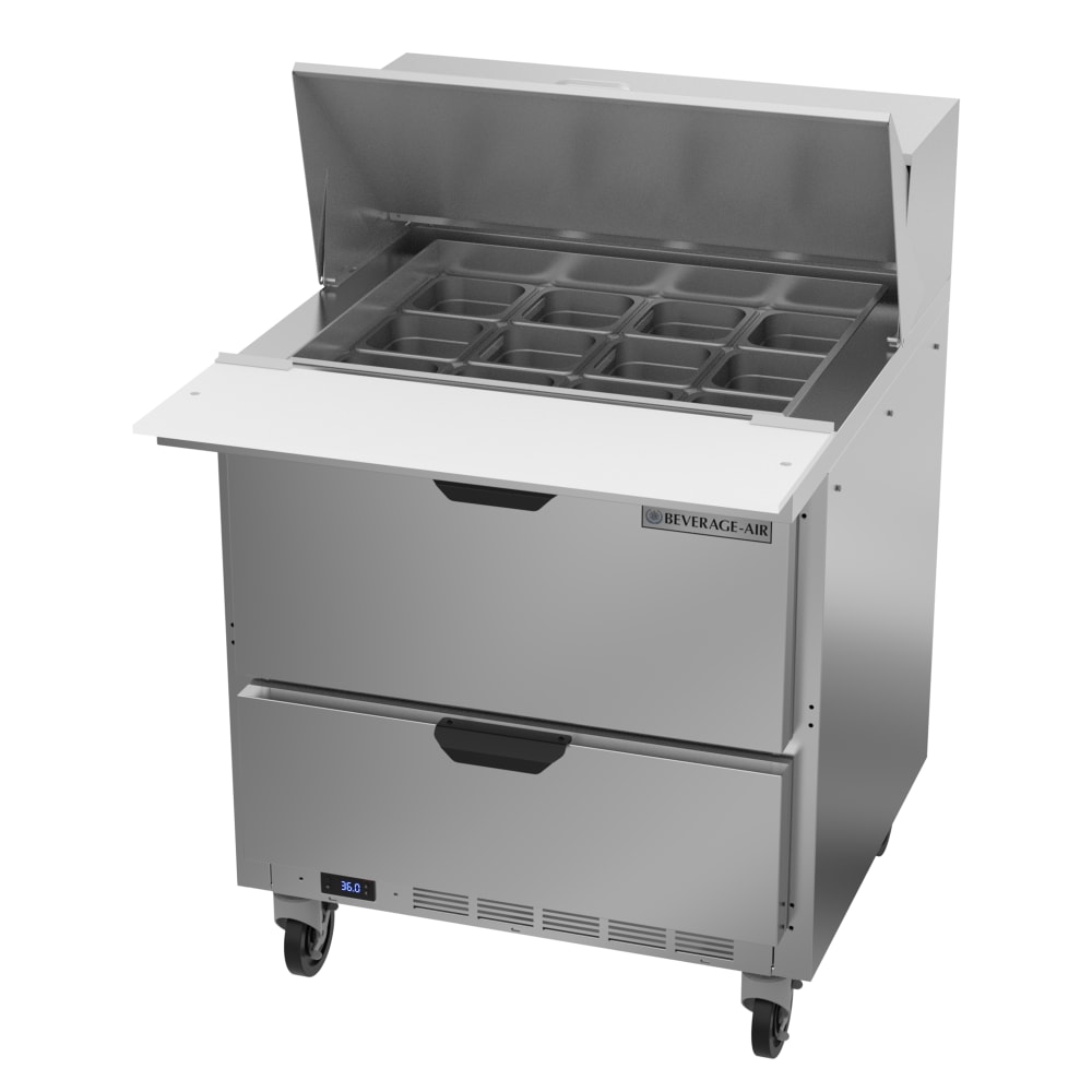 118-SPED32HC12M2 32" Hydrocarbon Series Mega Top Sandwich/Salad Prep Table w/ Refrigerated B...