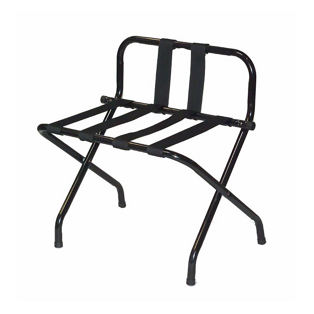 202-1055BBLBL Metal Luggage Rack w/ 2 1/4" Black Poly Straps - 24 1/4"W x 16"D x 2...