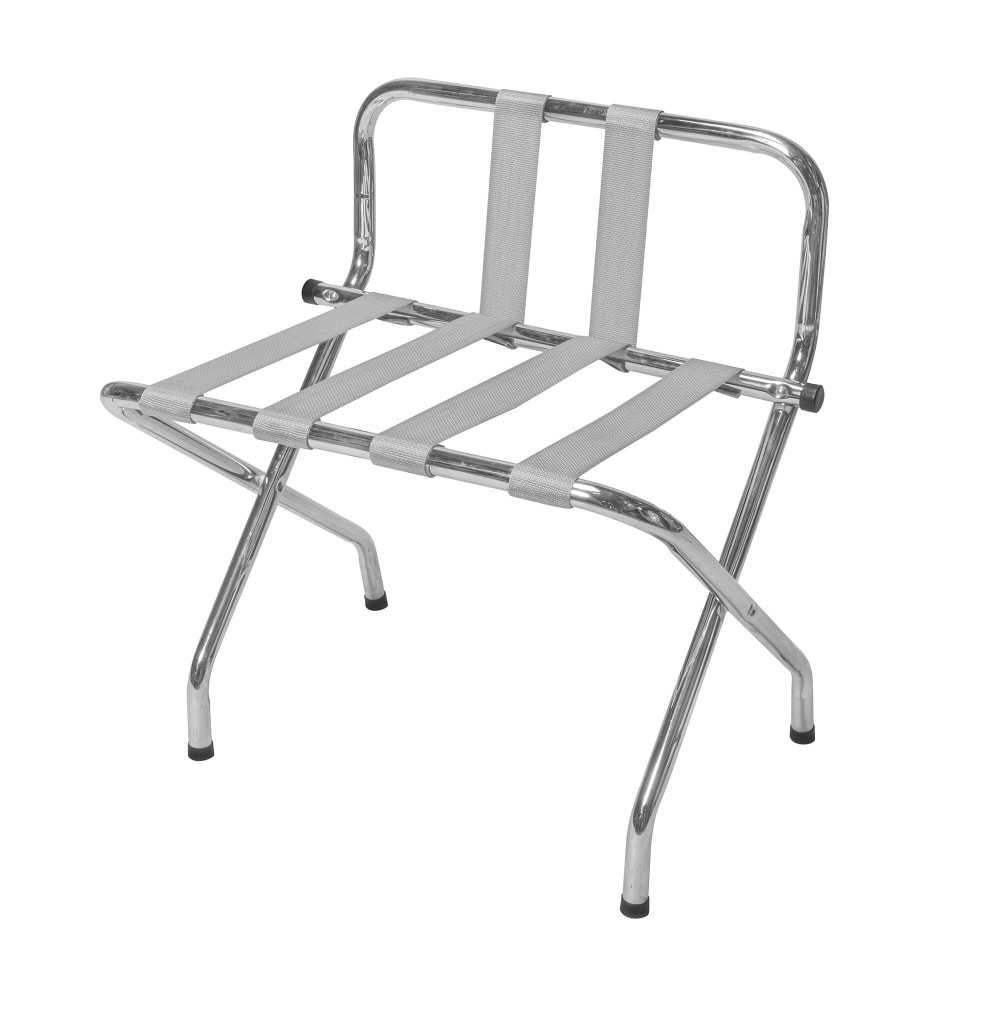 202-1055CSV Metal Luggage Rack w/ 2 1/4" Silver Poly Straps - 24 1/4"W x 16"D x 26...