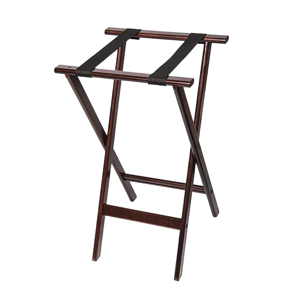 202-1170MAH 30"H Folding Tray Stand w/ Black Straps - 18 1/2" x 17" Top, Wood Fram...