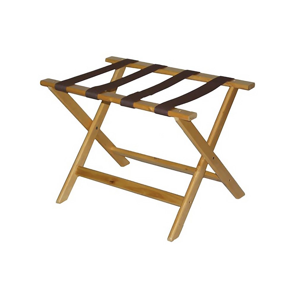 202-177LT Wood Luggage Rack w/ 2 1/4" Brown Poly Straps - 26"W x 17"D x 18 1/2&quo...