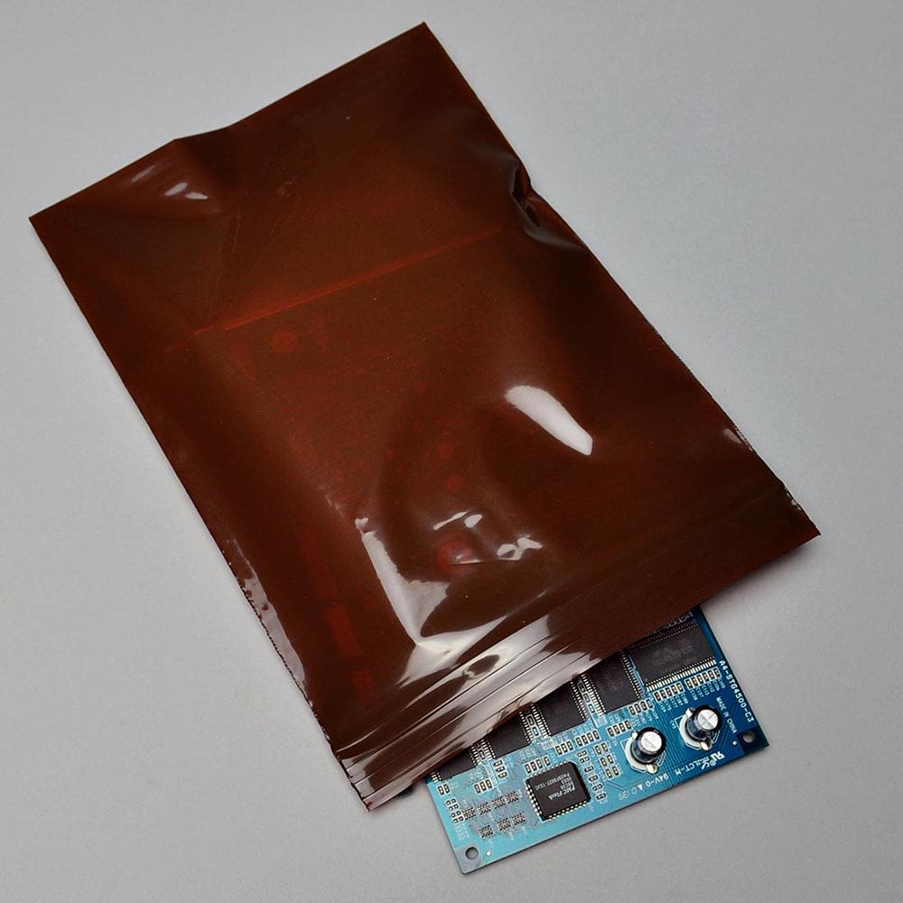 909-FAM30259 Zipper Top Seal Amber Bag - 2 1/2" x 9", Poly