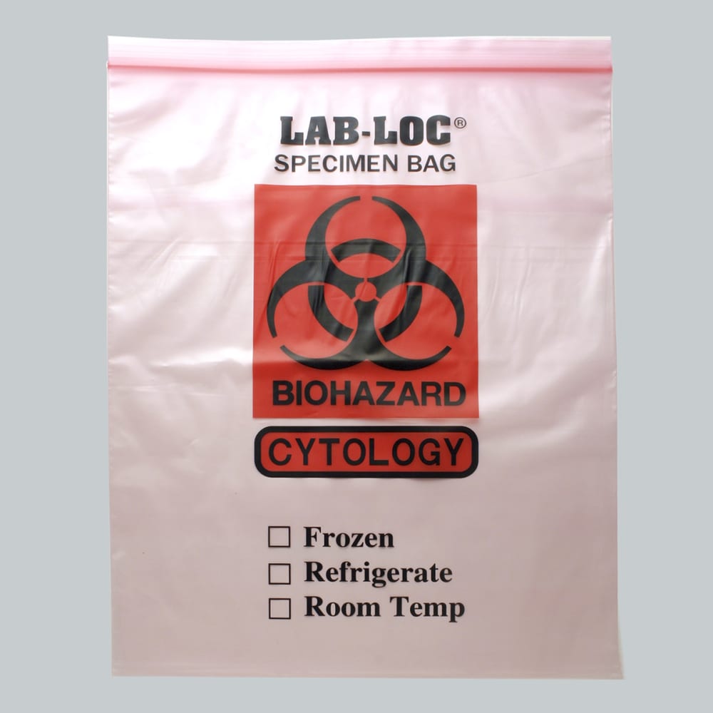 909-LAB221215CYT Lab-Loc® Reclosable 2-Wall Specimen Bags - 12" x 15", Polyethylene, Pi...
