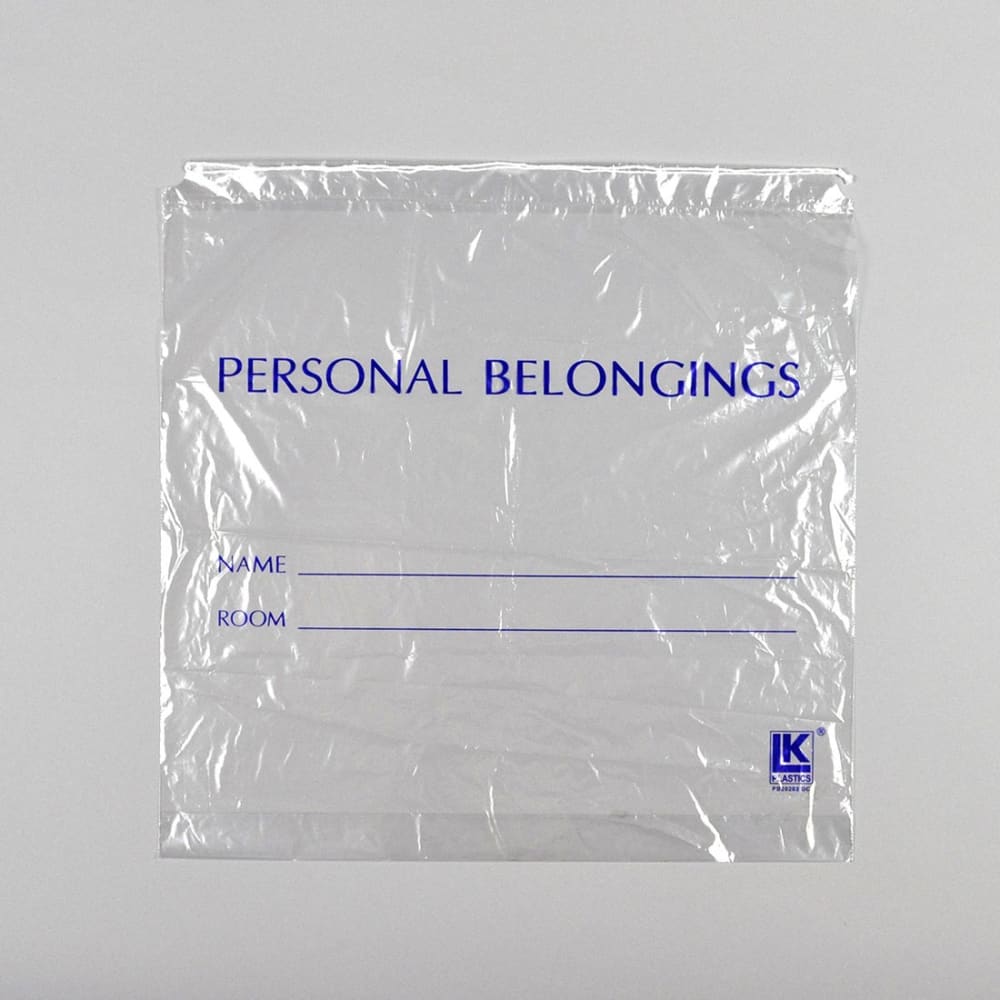 909-PB20203DSC Bottom Gusset Personal Belongings Bag w/ Cord string - 20" x 20", LDPE,...
