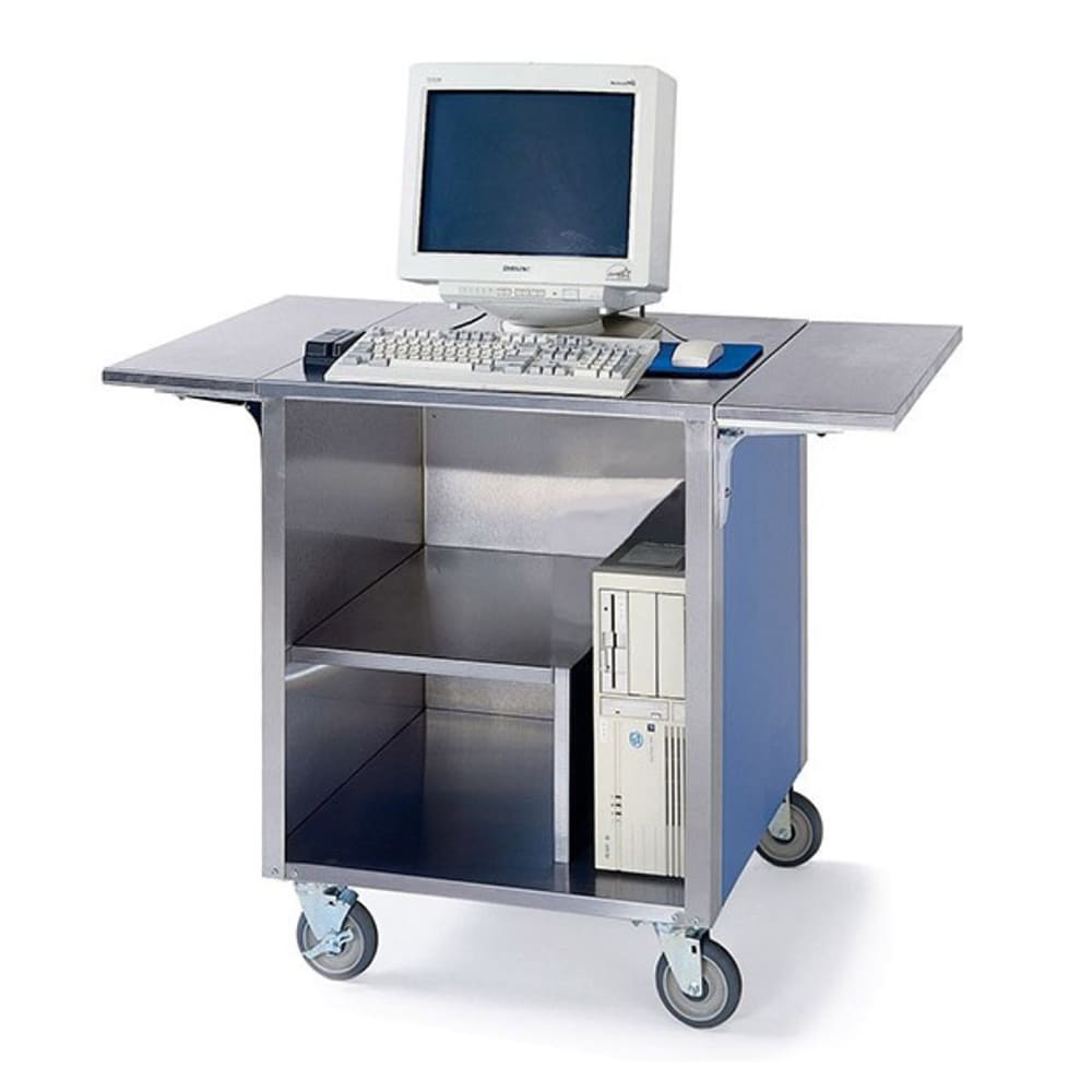 121-641WAL 51 1/4"W Cash Register Stand w/ Stainless Top - 35"H, Walnut
