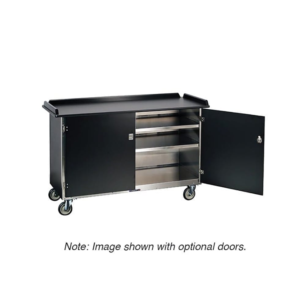 Lakeside 681 BLK 58 3/8" Stainless Beverage Service Cart, 24"D x 38 5/16"H, Black