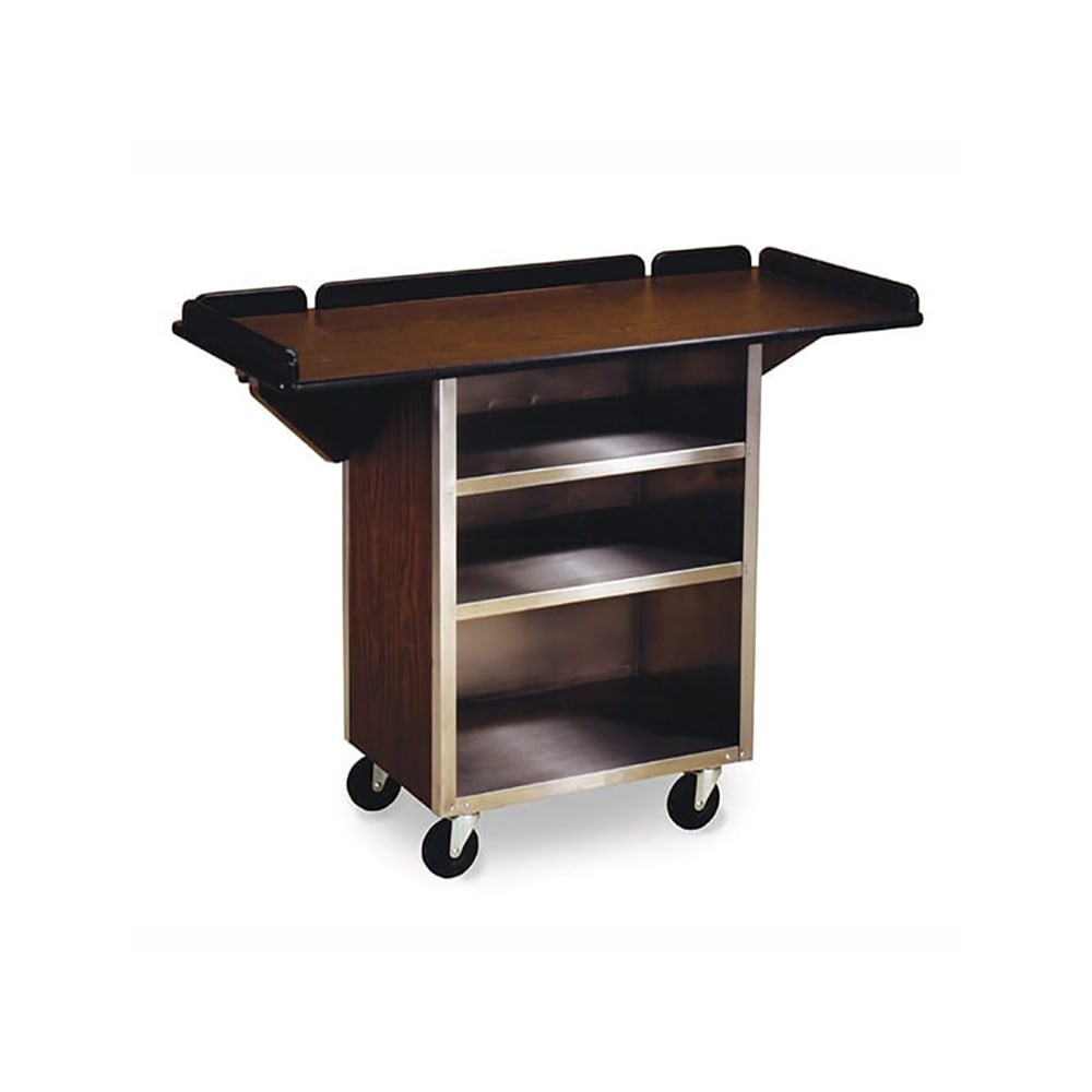 121-672WAL 33 1/8" Stainless Beverage Service Cart, 21"D x 38 5/16"H, Wood
