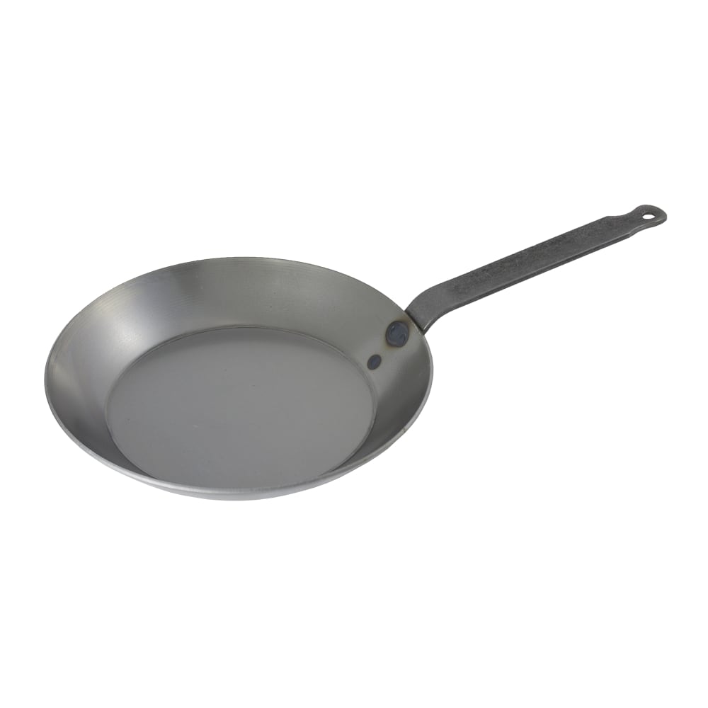 347-062009 17 3/4" Black Carbon Steel Frying Pan w/ Solid Metal Handle