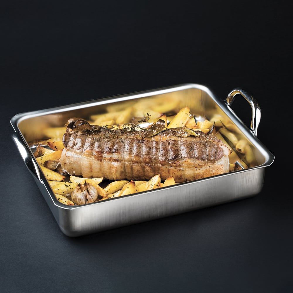 Aluminum Double Roasting Pan with Straps 18 x 24 x 4-1/2 by Winco - ALRP-1824