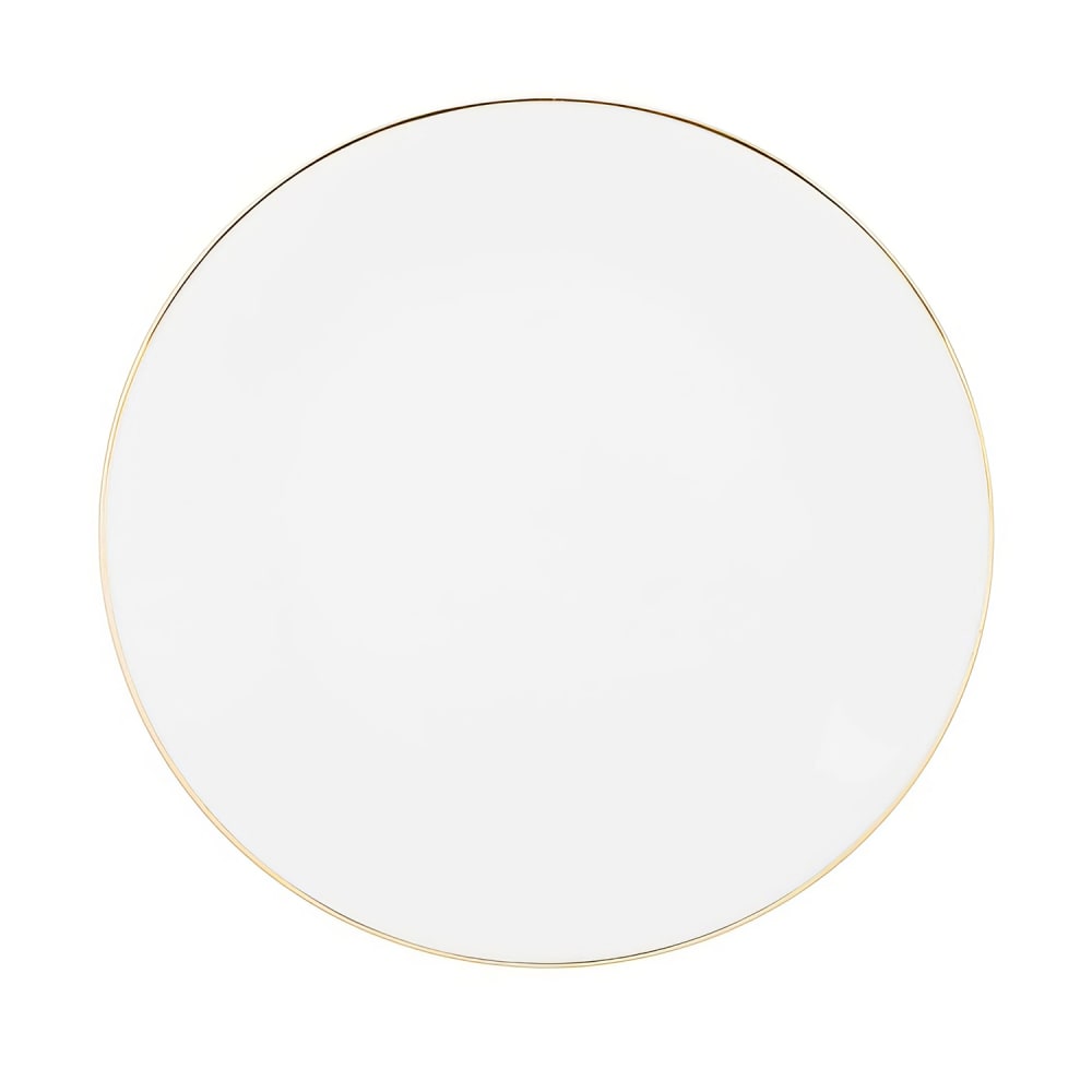 861-CPGL0001 10" Round Gold Line Dinner Plate - Porcelain, White