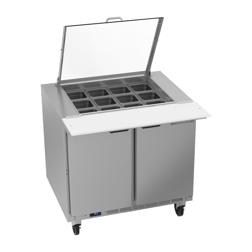 118-SPE36HC12MCL 36" Hydrocarbon Series Mega Top Sandwich/Salad Prep Table w/ Refrigerated B...