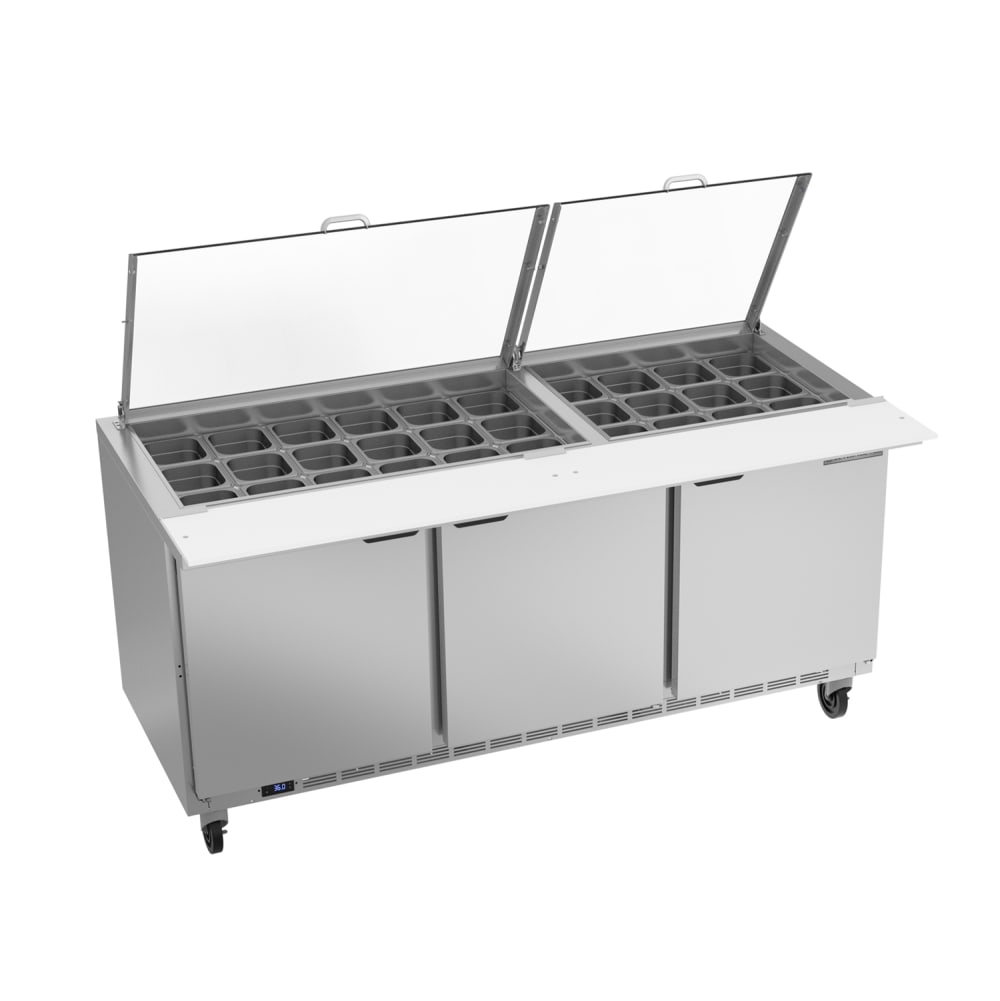 118-SPE72HC30MCL 72" Hydrocarbon Series Mega Top Sandwich/Salad Prep Table w/ Refrigerated B...