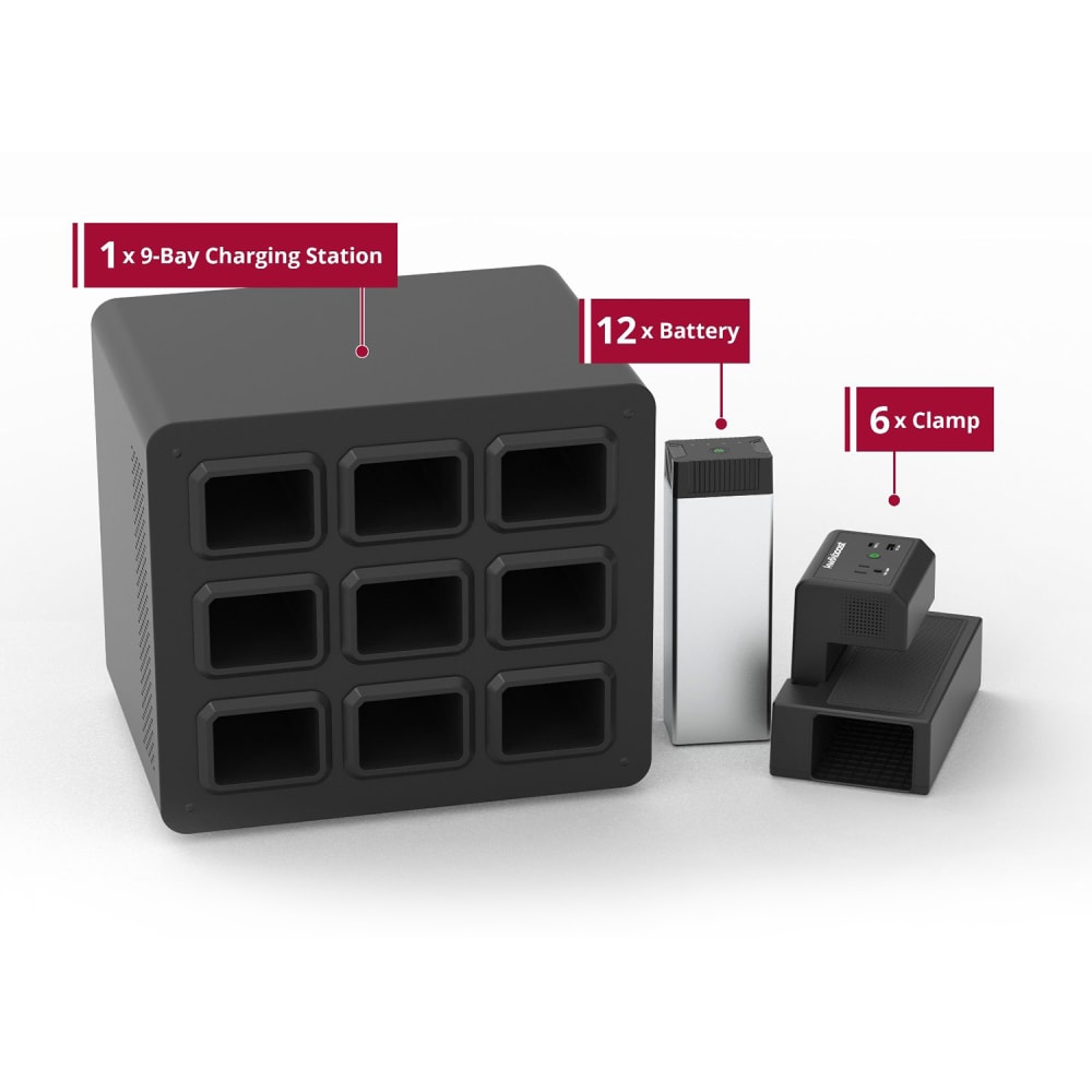 304-KBEP12B6C9 KwikBoost EdgePower® 9-Bay Desktop Charging Station System w/ (12) Batteries