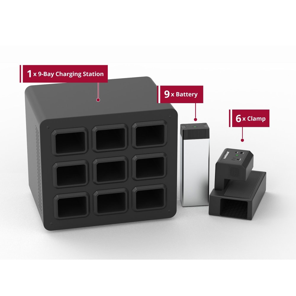 304-KBEP9B6C9 KwikBoost EdgePower® 9-Bay Desktop Charging Station System w/ (9) Batteries