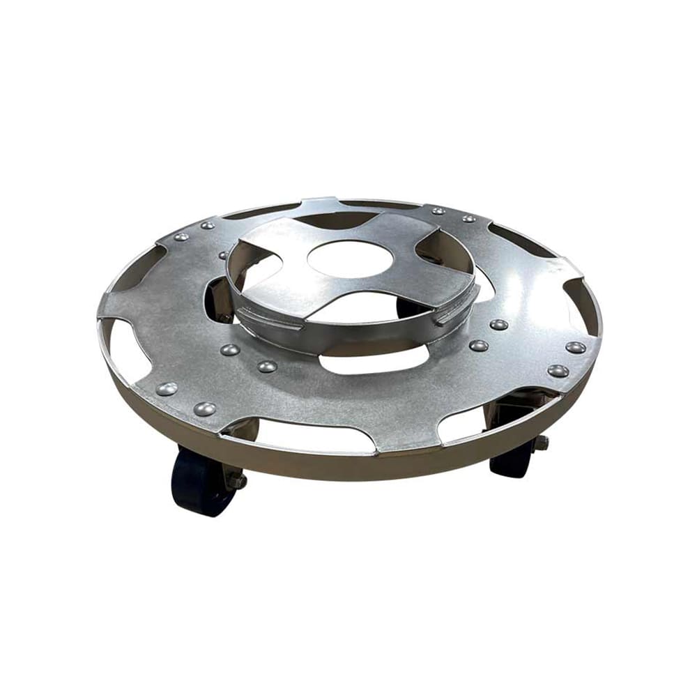 335-SSL1011 20 1/4" Round Stainless Steel Trash Can Dolly w/ Raised Center, Silver