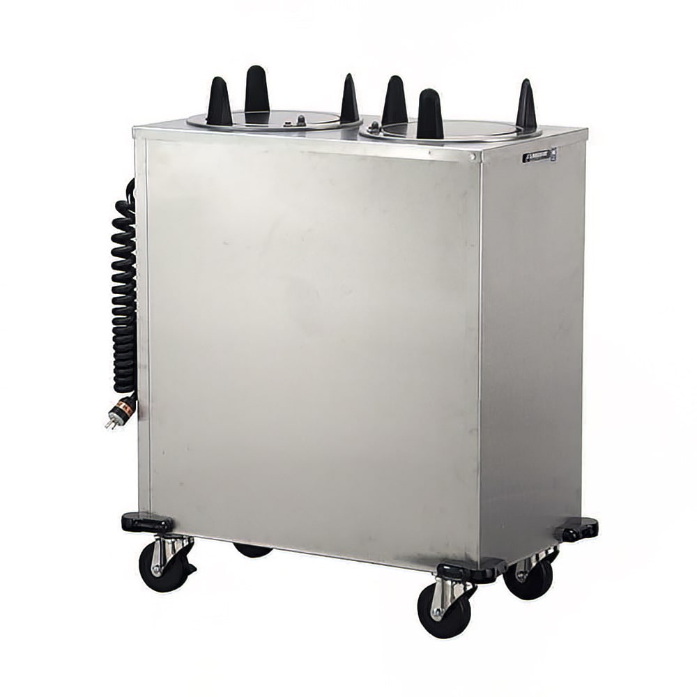 121-6210220 32" Heated Mobile Dish Dispenser w/ (2) Columns - Stainless, 220v/1ph