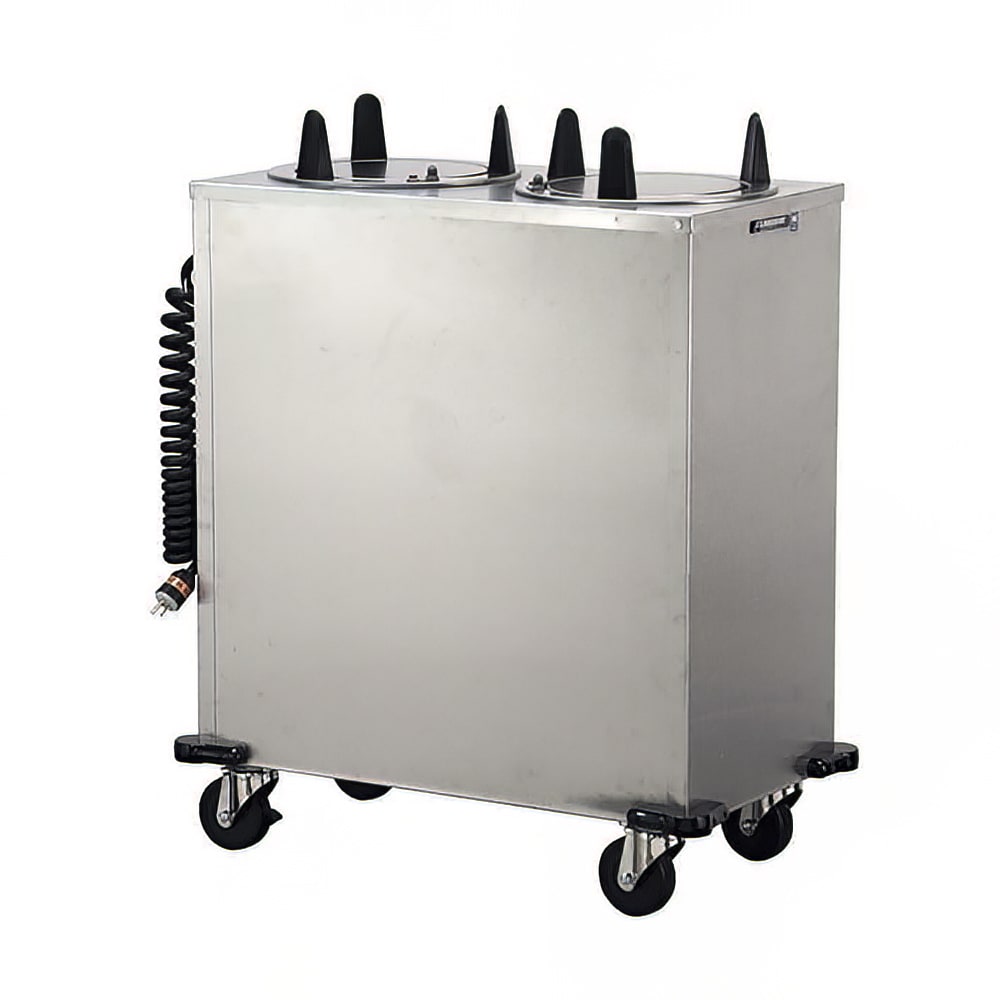 121-6206220 32" Heated Mobile Dish Dispenser w/ (2) Columns - Stainless, 220v/1ph