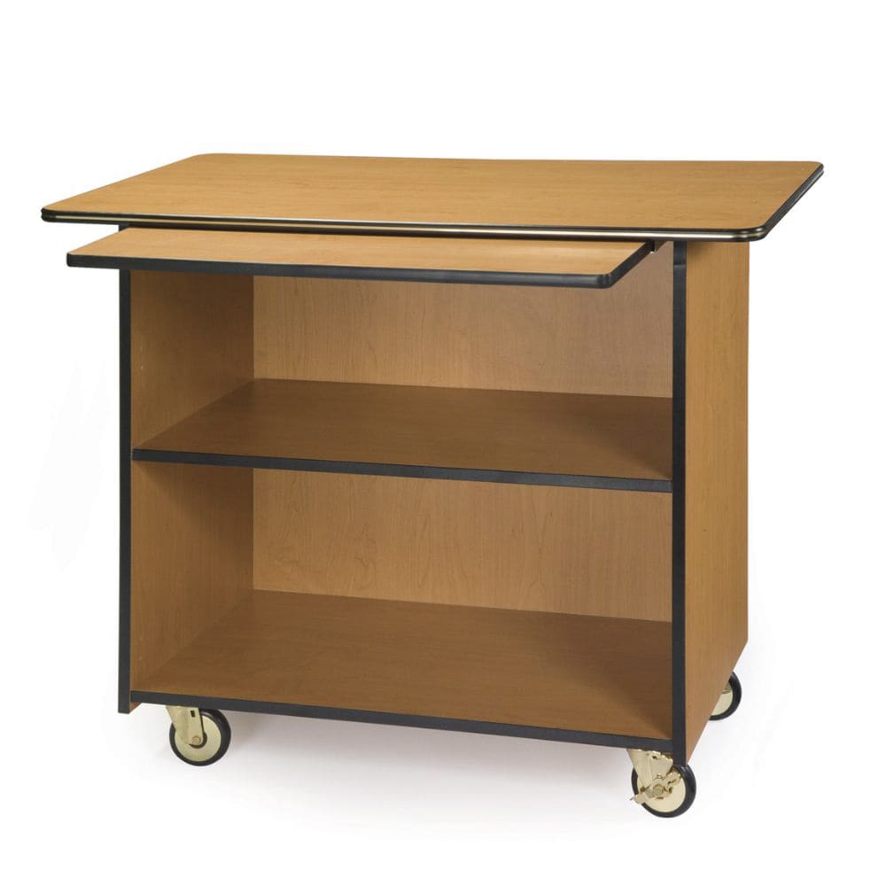 121-67109 45 1/2" Mobile Enclosed Beverage Service Cart w/ (3) Levels & Pull Out Shelf -...