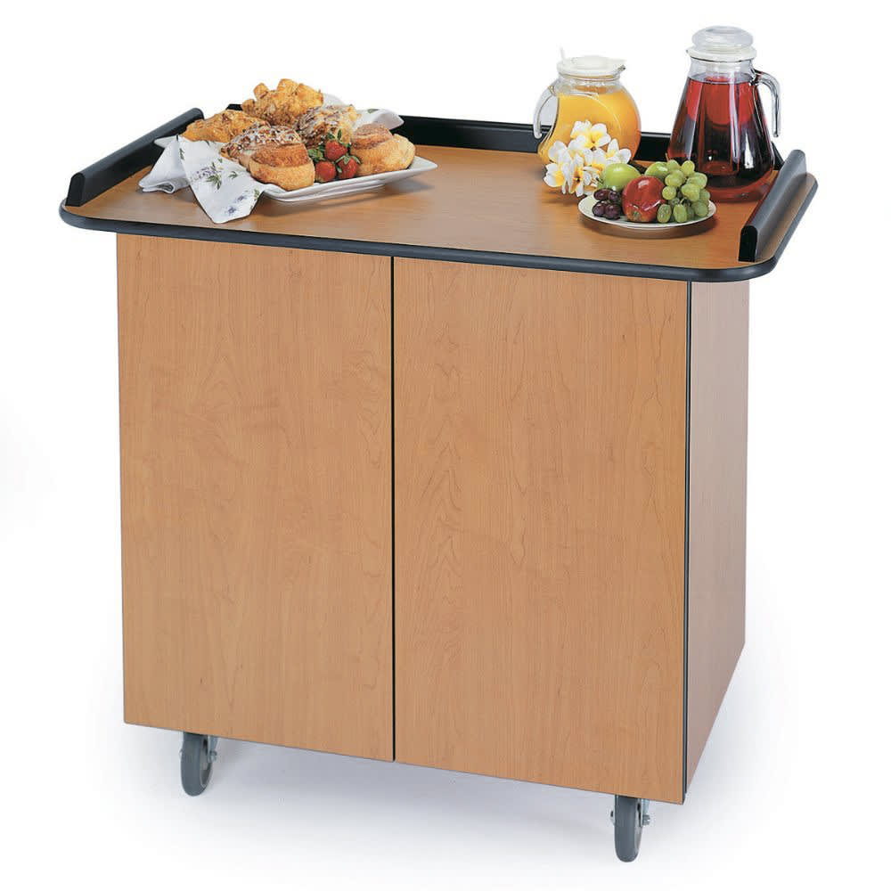 121-67105 45 1/2" Mobile Enclosed Beverage Service Cart w/ (3) Levels & (2) Doors - Wood...