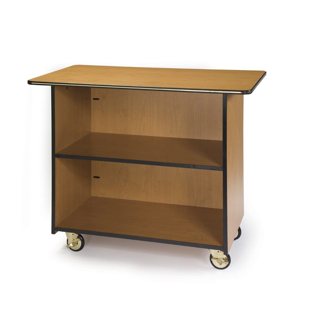 121-67100 45 1/2" Mobile Enclosed Beverage Service Cart w/ (3) Levels - Wood, Maple