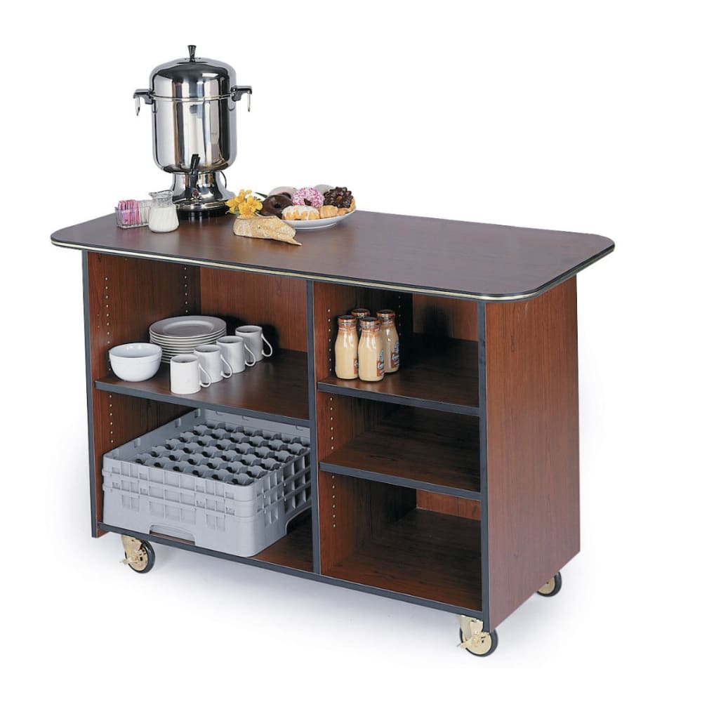 121-68200 57 1/2" Mobile Enclosed Beverage Service Cart w/ (5) Compartments - Wood, Victoria...