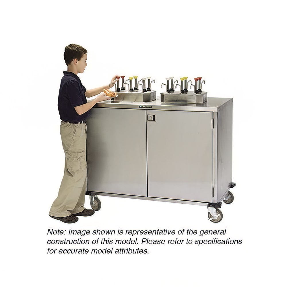 121-70220 Pump Style Condiment Dispenser Cart w/ (4) Pumps, (4) Compartments, Stainless