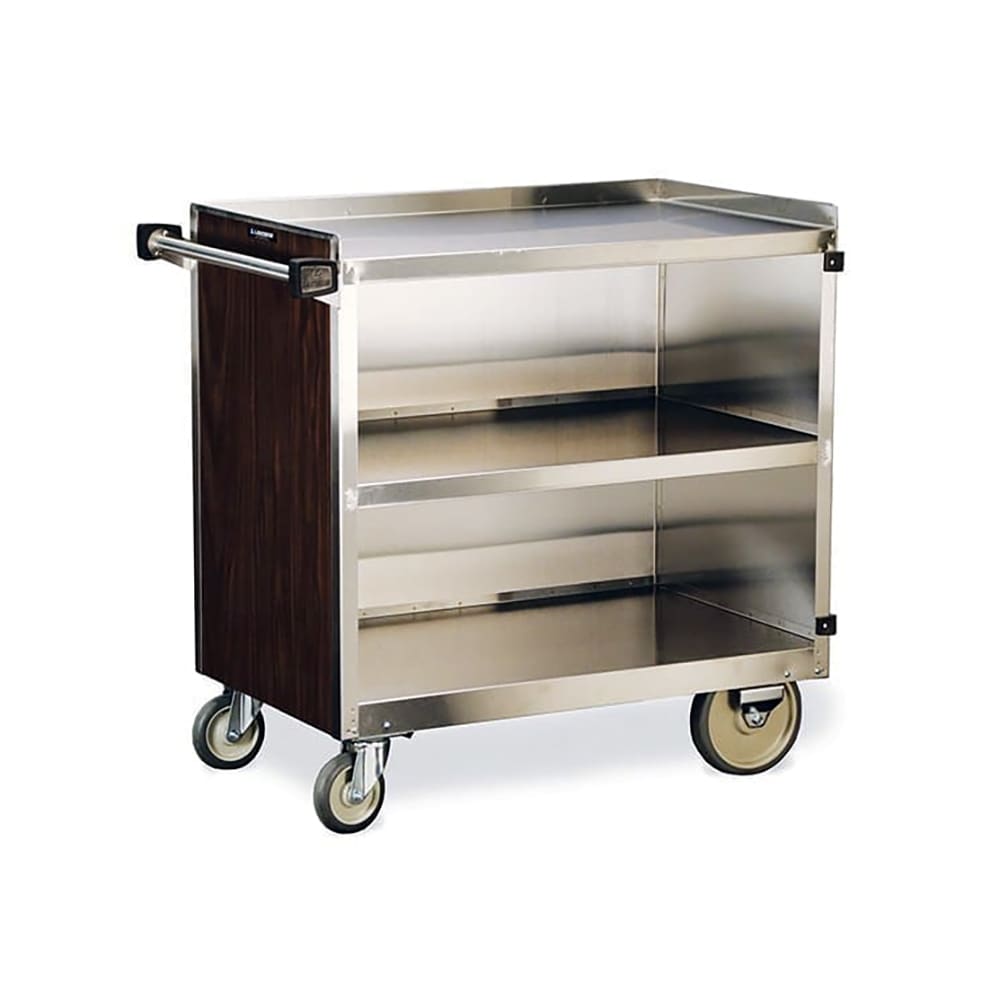 121-844 39 5/16"L Metal Bus Cart w/ (3) Levels, Shelves, Stainless