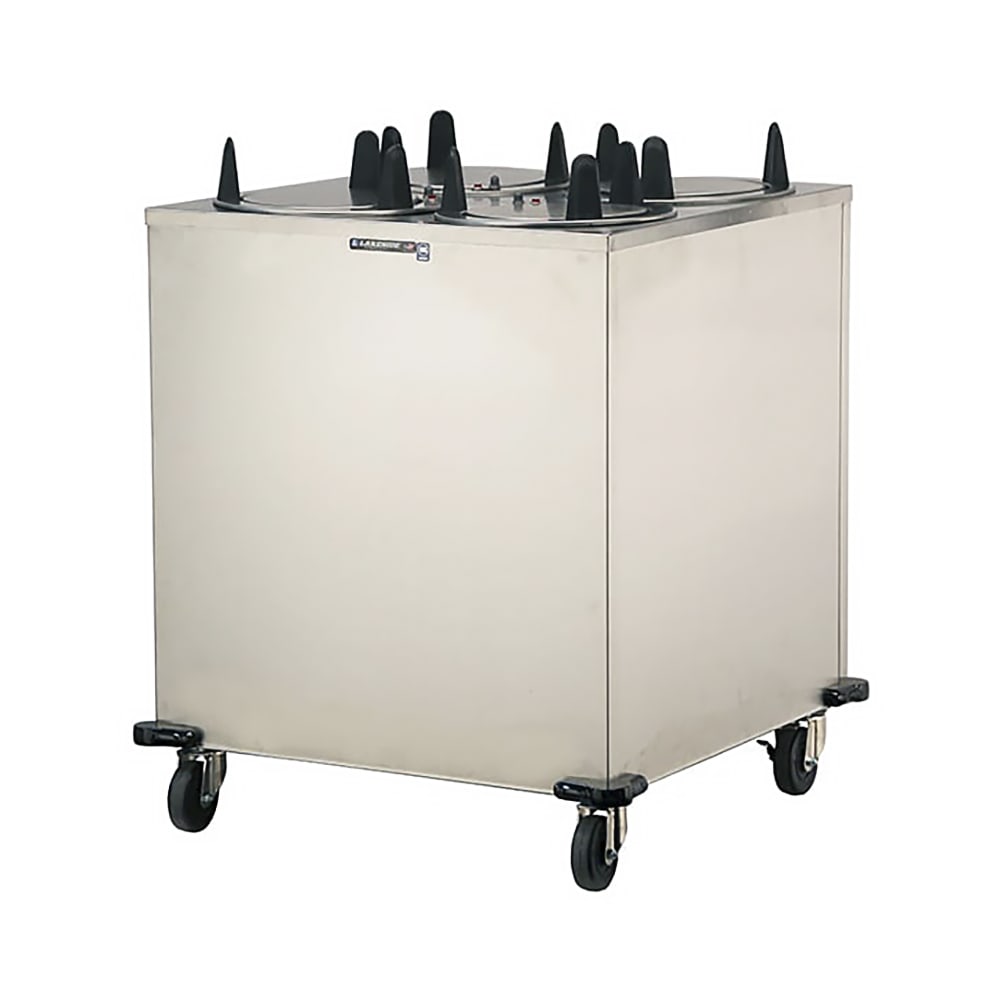 121-6407240 32" Heated Mobile Dish Dispenser w/ (4) Columns - Stainless, 240v/1ph