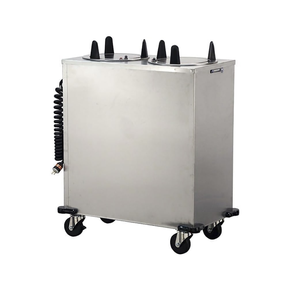 121-6206 32" Heated Mobile Dish Dispenser w/ (2) Columns - Stainless, 120v