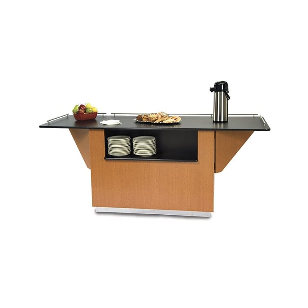 121-6850HRMAP 87 1/4" Breakout Mobile Serving Counter w/ Shelves & Laminate Top, Hard Ro...