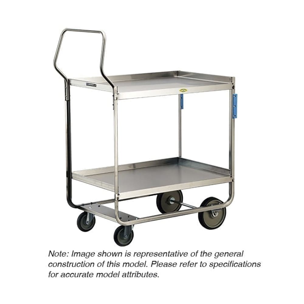 121-4544 2 Level Stainless Utility Cart w/ 700 lb Capacity, Raised Ledges