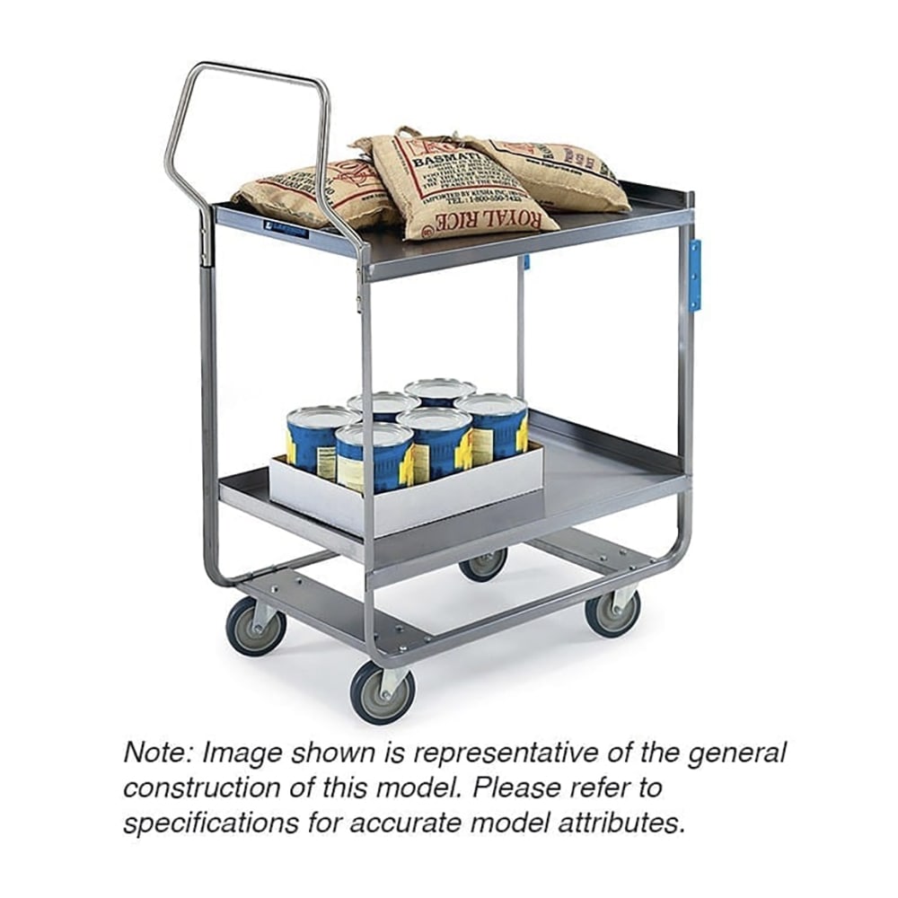 121-4510 2 Level Stainless Utility Cart w/ 700 lb Capacity, Raised Ledges