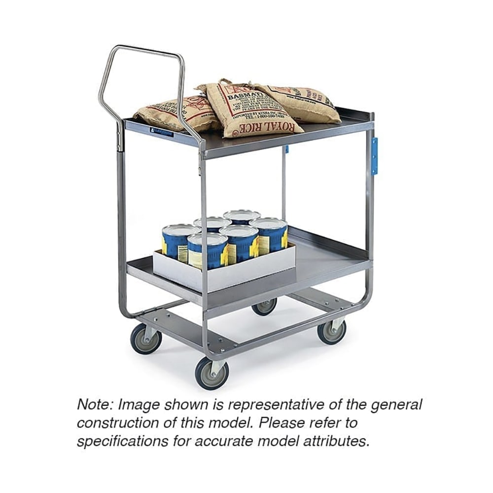 121-4511 2 Level Stainless Utility Cart w/ 700 lb Capacity, Raised Ledges