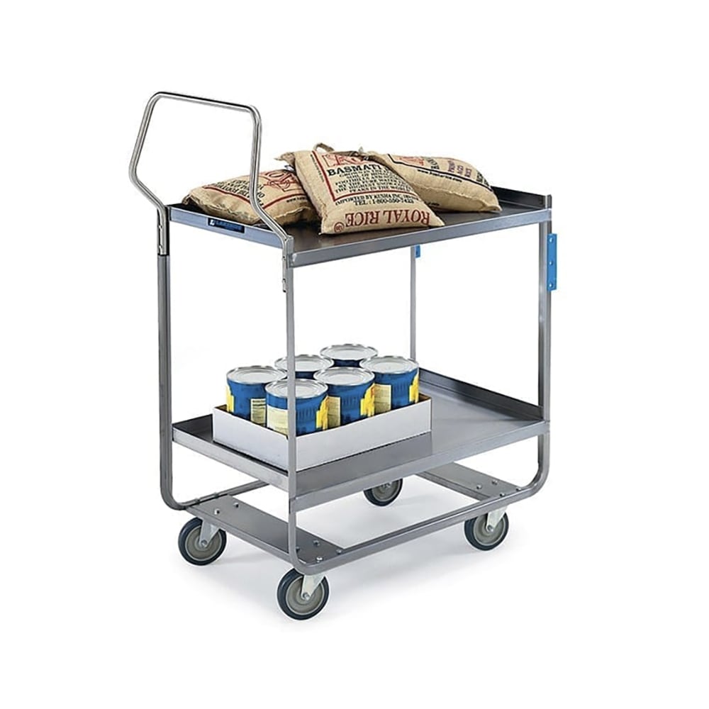 121-4521 2 Level Stainless Utility Cart w/ 700 lb Capacity, Raised Ledges