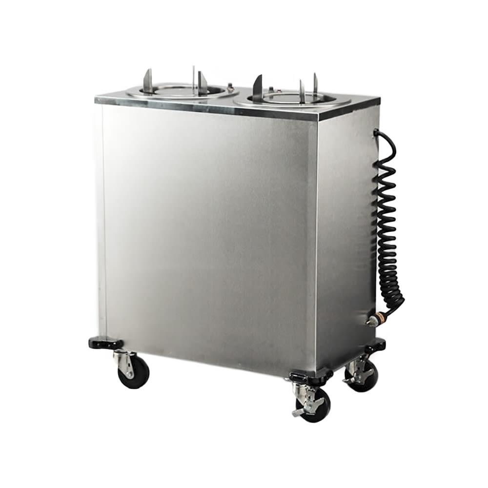 121-937220 35 1/8" Heated Mobile Dish Dispenser w/ (2) Columns - Stainless, 220v/1ph