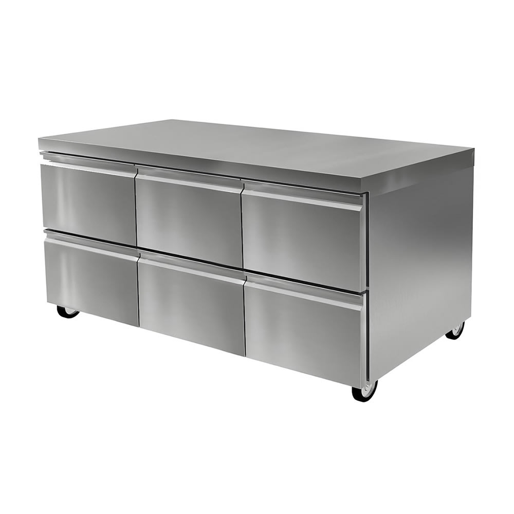 032-D4472NP 72"W Undercounter Refrigerator w/ (3) Sections & (6) Drawers, 115v