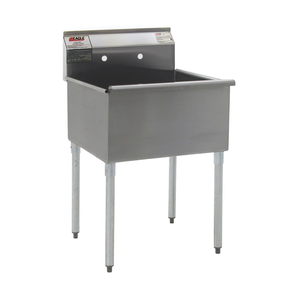 241-18241164 Utility Sink - 1-Bowl & 8" Splash, Galvanized Legs, 16/430 Steel, 18x24x14