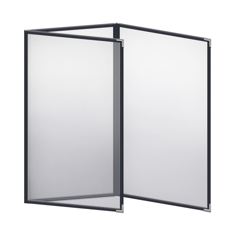 287-TET8514DS07 Triple Pocket Vinyl Menu Cover, 8 1/2"W x 14"H, Blue Leatherette