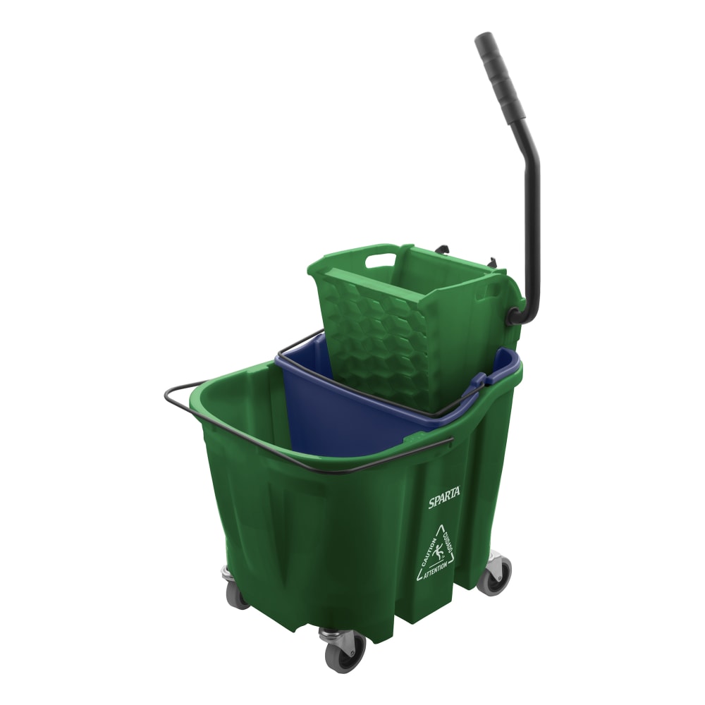 028-9690409 35 qt Mop Bucket Combo - Side Press Wringer, Soiled Water Insert, Polypropylene, Gree...