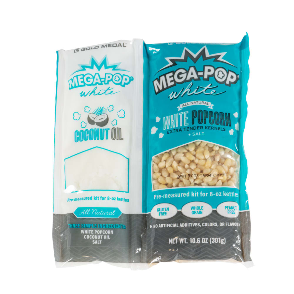 231-2646 MegaPop White Popcorn Kit for 8 oz Kettles w/ Corn & Oil