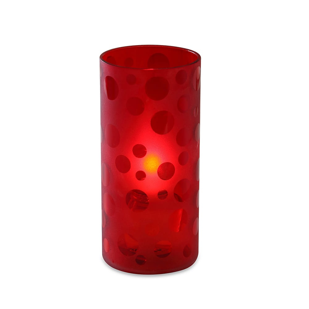 Sterno 80128 Scholar Candle Lamp - 3"D x 6"H, Glass, Red Frosted w/ Dots