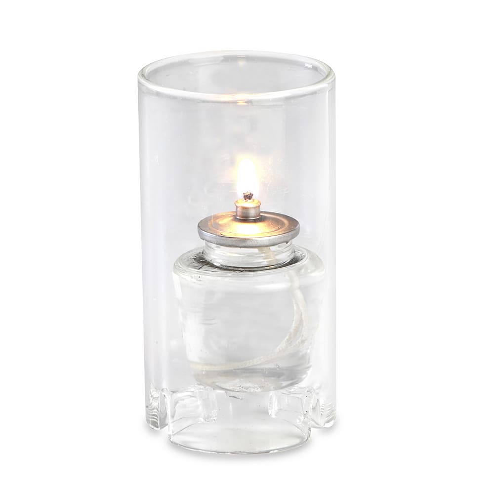 Sterno 80120 Nikola Candle Lamp - 3 3/8"D x 4 1/2"H, Glass, Clear