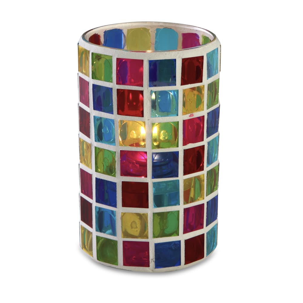 Sterno 80200 Capri Candle Lamp - 3 1/8"D x 4 7/8"H, Glass, Multi Colored