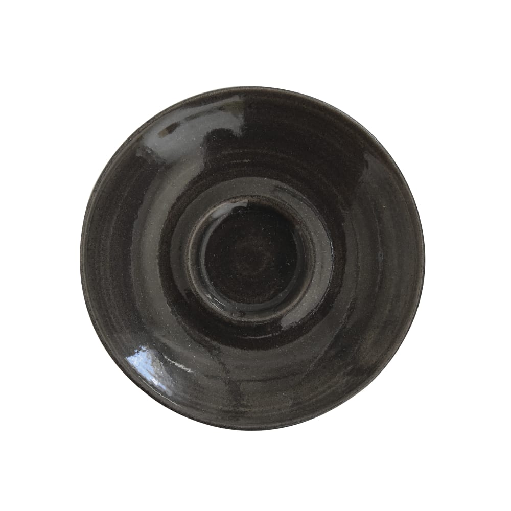 893-MOIBESS1 4 1/2" Round Monochrome Espresso Saucer - Ceramic, Iron Black