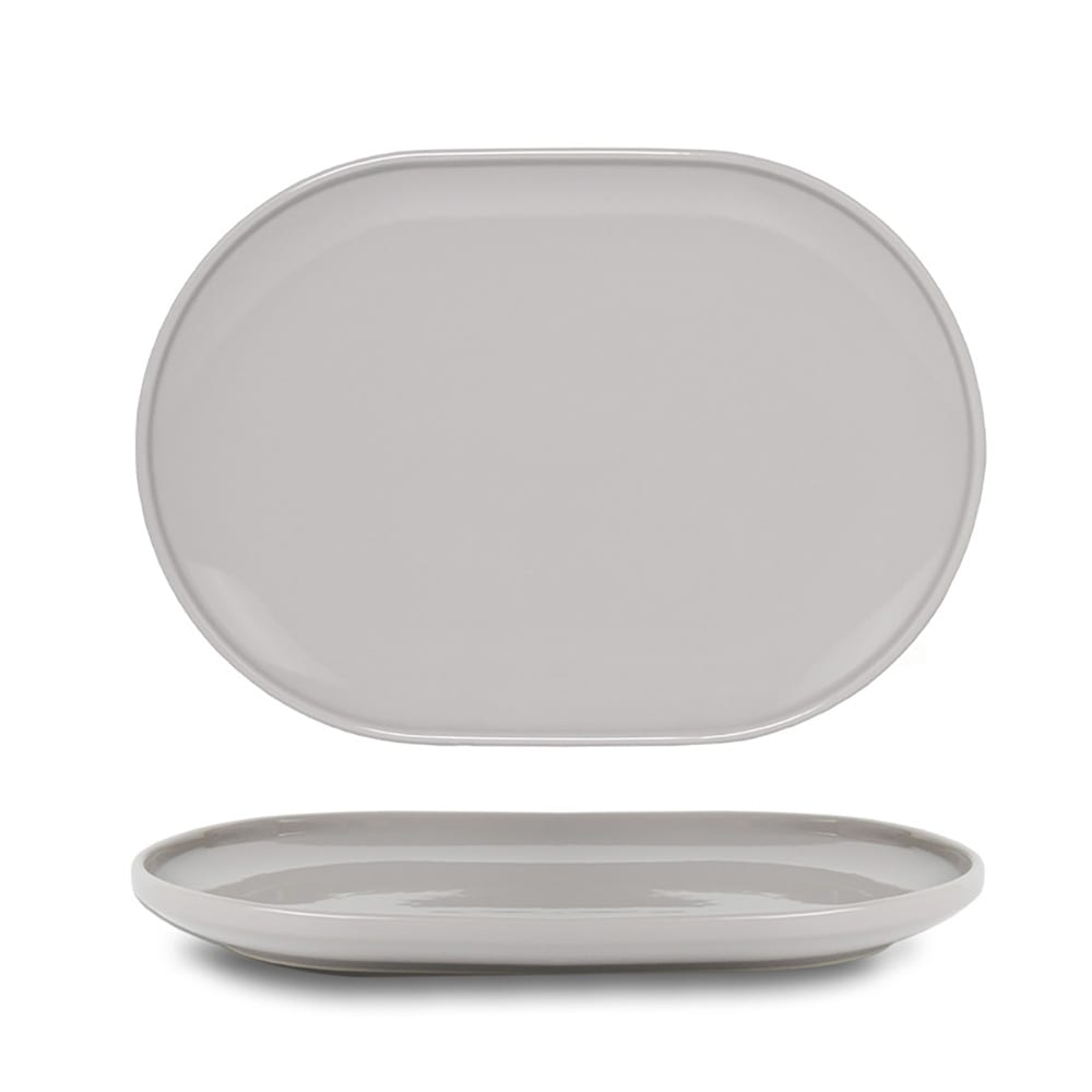 872-DDP096GYP21 Oval Bevel™ Plate - 13" x 9", Stone