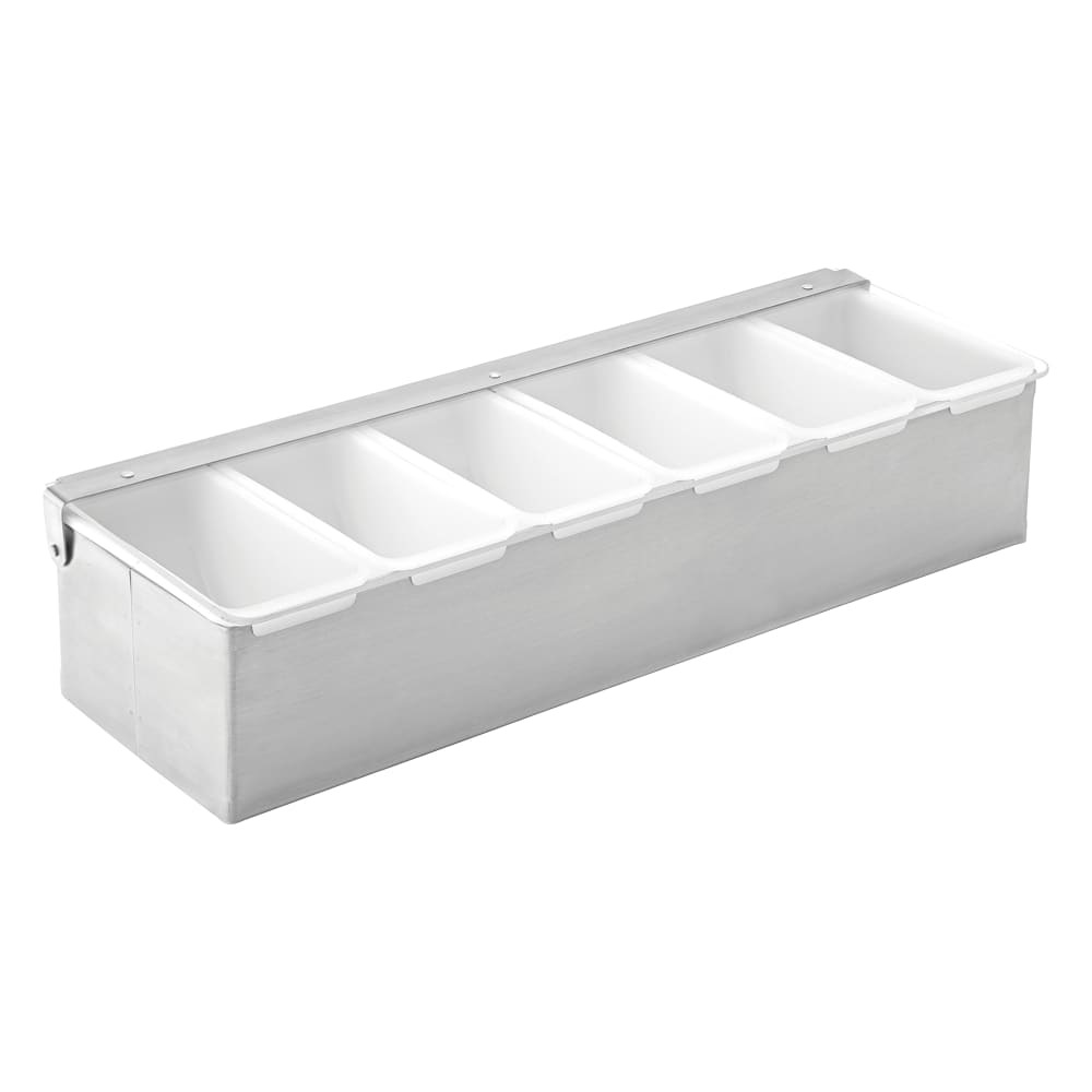 706-UF91104 (6) Compartment Bar Garnish Tray - Flat Hinged Lid