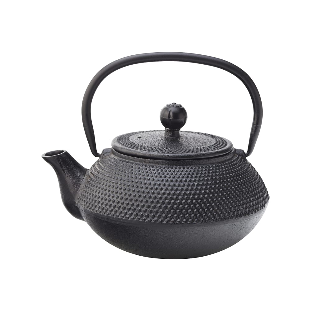 706-UMH7007 24 oz Utopia Mandarin Teapot w/ Infuser - Cast Iron, Black