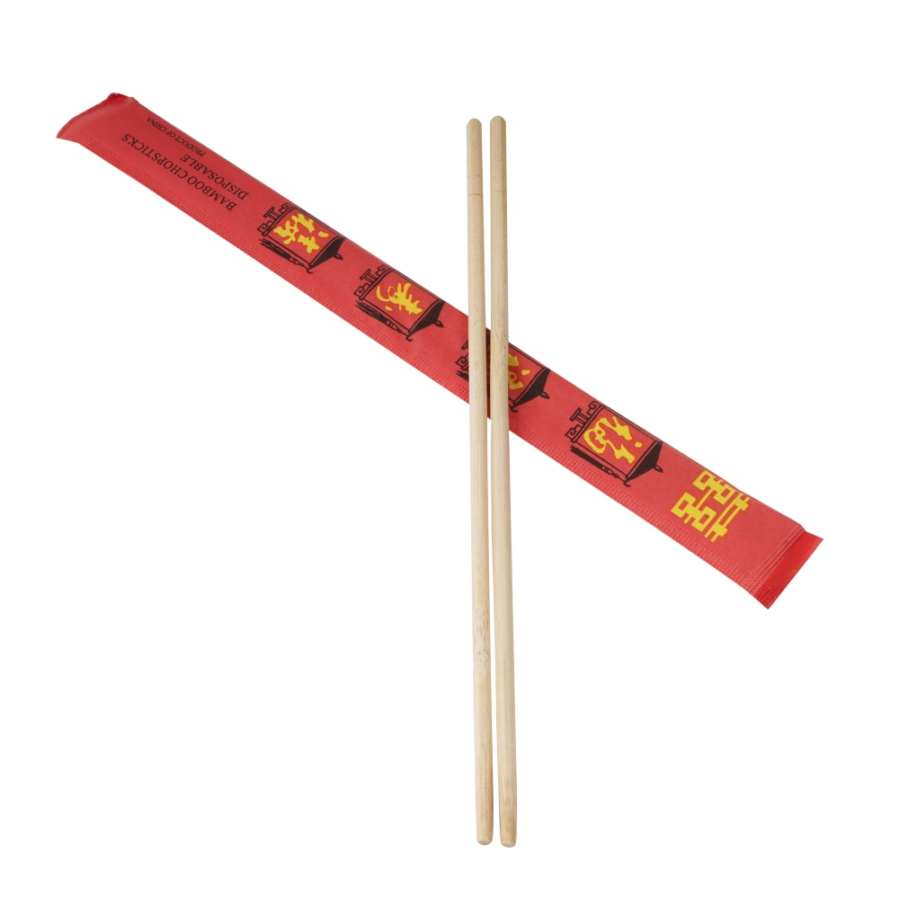 285-CSB9 9" Bamboo Chopsticks, Red Wrapper